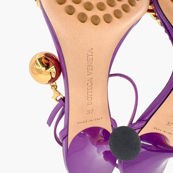 Bottega Veneta Dot Chain Heel Sandals Purple Leather Size 37 US 7 Women - Picture 13 of 14